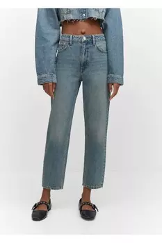 Джинсы Mom с высокой талией Mango, синий
