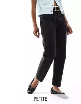 Джинсы mom с высокой талией Petite черного цвета Pull&Bear