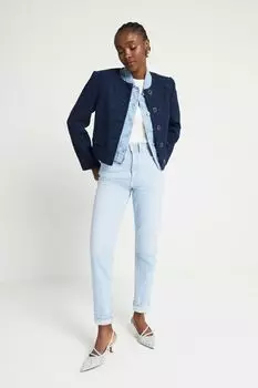 Джинсы Mom с завышенной талией моделирующие ягодицы River Island, синий