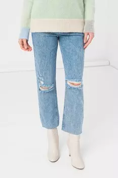 Джинсы Mom выше щиколотки с необработанным краем United Colors Of Benetton, синий