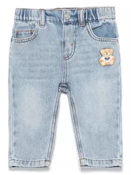 Джинсы Moschino Kids с вышитым мишкой Teddy Bear, синий