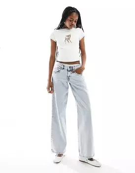 Джинсы Motel parallel leg с низкой посадкой светло-голубого цвета в стиле 80-х