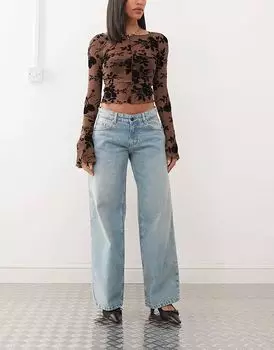 Джинсы Motel просторные, очень широкие, с низкой посадкой, сине-зеленого цвета