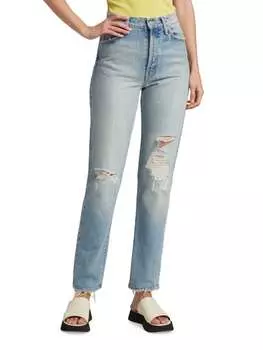 Джинсы Mother The Huffy Skimp с эффектом потертости, голубой