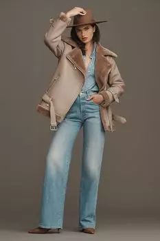 Джинсы MOTHER The Lasso Heel с высокой посадкой и широкими штанинами, цвет how to talk to a tiger