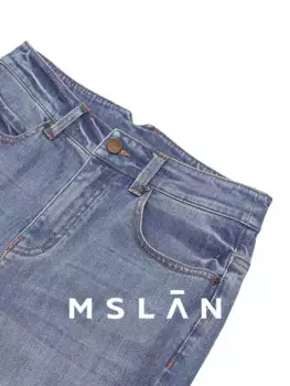 Джинсы MSlan 2024 с разрезом и необработанными краями, синий