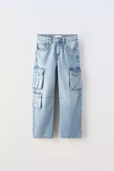 Джинсы мульти-карго ZARA, светло-синий