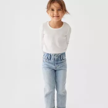 Джинсы mum-fit с оборками Gap, синий