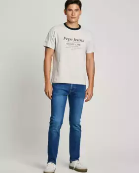 Джинсы мужские Cash прямого кроя с эффектом потертости Pepe Jeans, синий