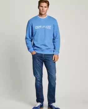 Джинсы мужские Cash прямого кроя с эффектом потертости Pepe Jeans, синий