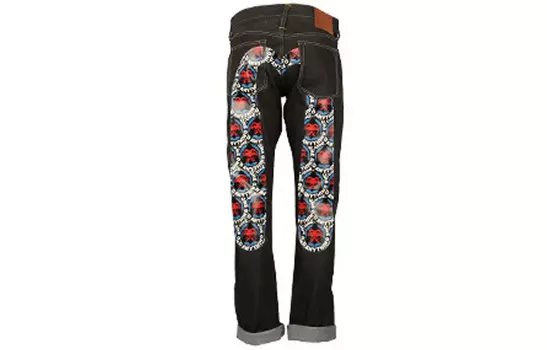 Джинсы мужские деним синие Evisu, темно-синий