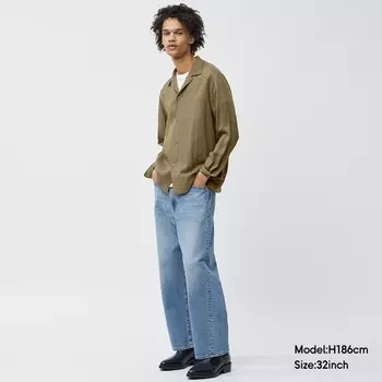 Джинсы мужские GU широкие, голубой