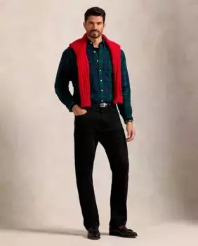Джинсы мужские Hampton прямого кроя, большие размеры Polo Ralph Lauren, черный