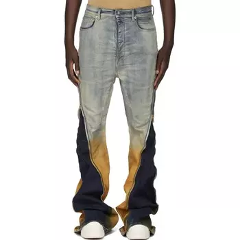 Джинсы мужские Небесно-голубые/градиентно-оранжевые Rick Owens Drkshdw, голубой/оранжевый