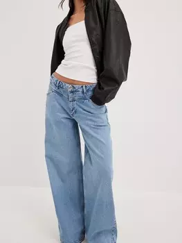Джинсы NA-KD Wide leg Jeans, синий деним