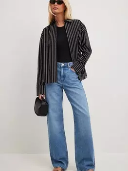 Джинсы NA-KD Wide leg Jeans, синий деним