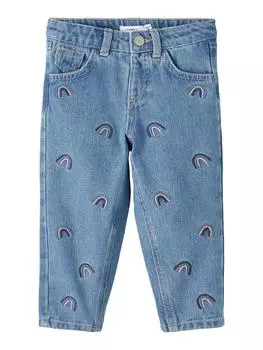 Джинсы name it Mom mit Regenbogenstickerei, цвет medium blue denim
