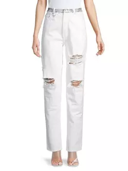 Джинсы Neon Blonde Lazy Lover с эффектом потертости, белый