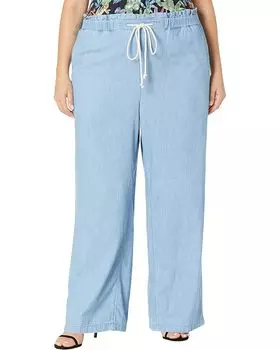 Джинсы Nydj Plus Size Wide Leg Jeans with Elastic Ruffle Waistband in Light Stone, цвет Light Stone