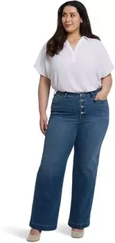 Джинсы NYDJ Plus Teresa Wide Leg Jeans With Exposed Button Fly, цвет Costa Brava
