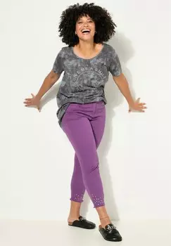 Джинсы облегающего кроя 7/8- VERZIERTER FRANSENSAUM 5-POCKET Angel of Style, темно-фиолетовый