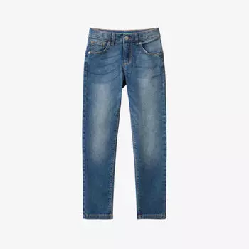 Джинсы облегающего кроя из эластичного денима со средней посадкой 6–14 лет Benetton, синий