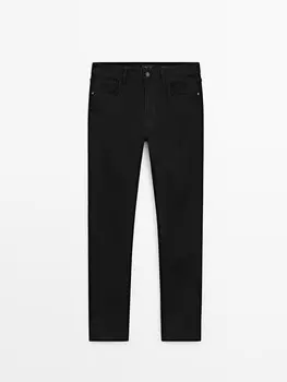 Джинсы облегающего кроя из смесового хлопка с начесом Massimo Dutti, черный