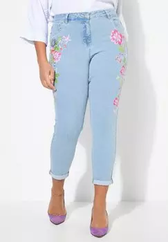 Джинсы облегающего кроя MOM SEITLICHER BLTENDRUCK 5-POCKE MIAMODA, светло-голубой