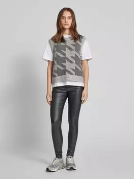 Джинсы облегающего кроя с высокой посадкой и блестящим покрытием, модель «DANA» Pieces, черный