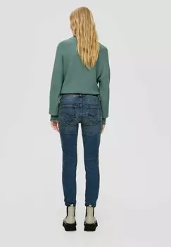 Джинсы облегающего кроя SADIE MID RISE QS, темно-синий деним