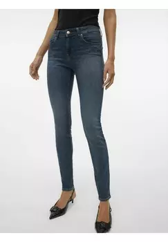 Джинсы облегающие VMLUX Vero Moda, темно-синий деним