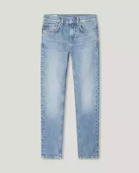 Джинсы обтягивающего кроя для мальчиков с эффектом потертости Pepe Jeans, синий