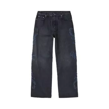 Джинсы Off-White Natlover Distressed Straight Leg Jeans, синий