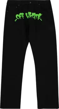 Джинсы Off-White Neen Slim Straight Jeans 'Black/Green', черный