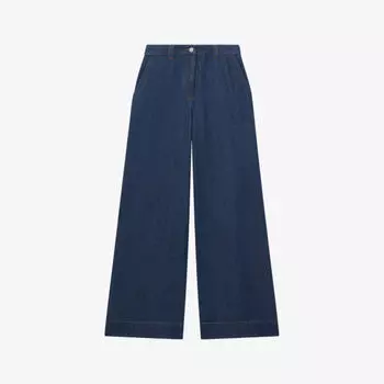Джинсы olivia из денима с высокой посадкой и широкими штанинами Reiss, синий