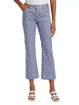 Джинсы Olivia Piazza Sempione расклешенные с принтом, голубой/белый