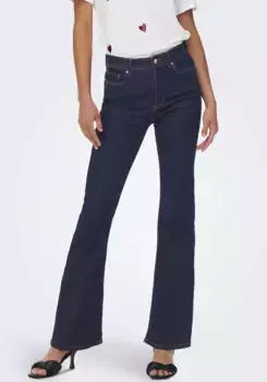 Джинсы ONLY bootcut "ONLWAUW LIFE HW FLARED RINSE DNM", эластичные, синий
