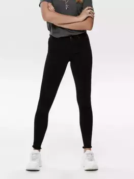 Джинсы ONLY до щиколотки "ONLBLUSH MID SK AK RW DNM REA2343 NOOS", потертые края, черный