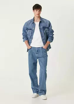 Джинсы оверсайз со складками Academia, синий