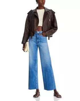 Джинсы PAIGE Anessa с высокой посадкой и широкими штанинами в цвете «Фламенко», синий