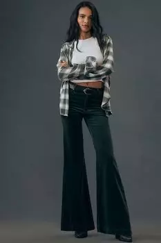 Джинсы Paige Lou Lou расклешенные с высокой посадкой, темно-синий