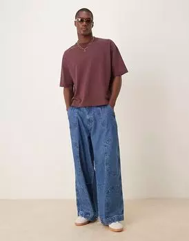 Джинсы-парашюты ASOS DESIGN свободного кроя, средне-синего цвета