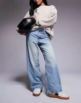 Джинсы Petite прямого кроя, средне-синего цвета River Island