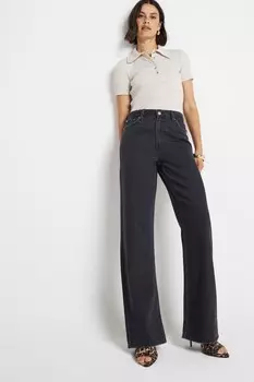 Джинсы Petite свободного покроя прямого кроя River Island, черный