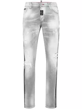 Джинсы Philipp Plein Paisley Bandana супер-прямые, серый