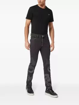 Джинсы Philipp Plein прямого кроя с принтом дракона, серый