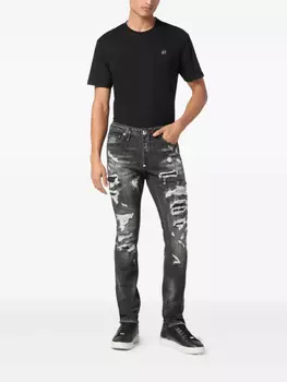 Джинсы Philipp Plein с эффектом потертости, черный