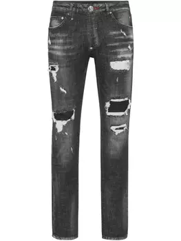 Джинсы Philipp Plein с эффектом потертости, черный
