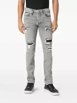 Джинсы Philipp Plein с эффектом потертости, серый