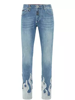 Джинсы Philipp Plein с аппликацией в виде пламени, синий